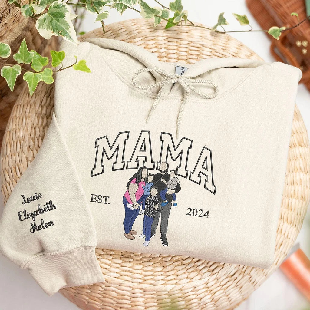 Custom Photo Embroidered Sweatshirt for Mom