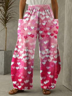 Women's Heart Gradient Valentine's Day Print Pants