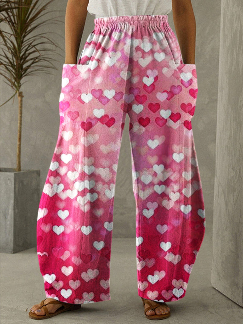 Women's Heart Gradient Valentine's Day Print Pants