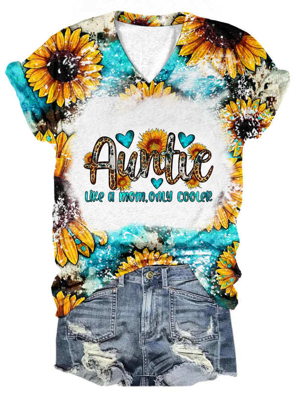 Auntie Sunflower Print T-Shirt