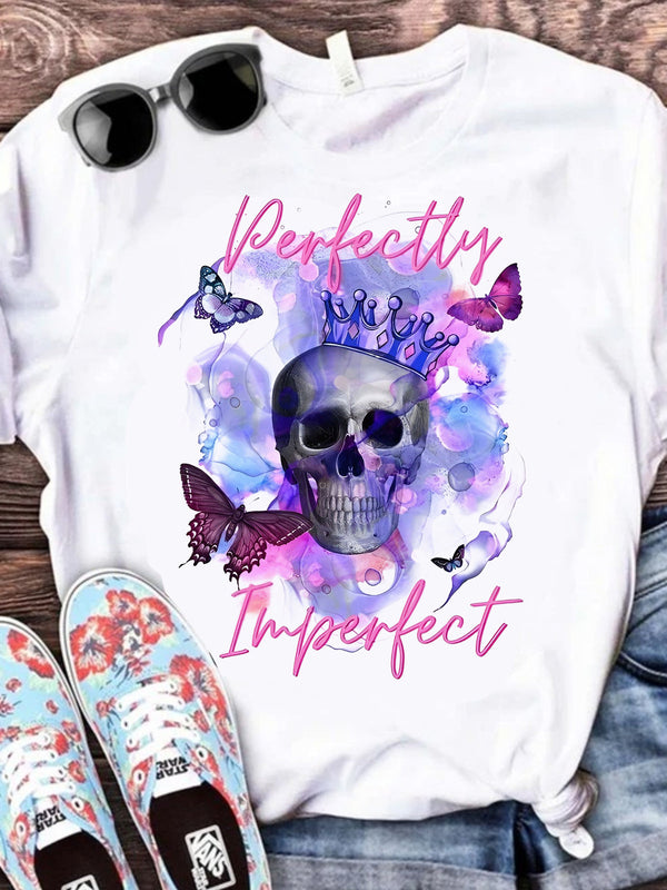 Perfectly Imperfect Skll Print T-Shirt