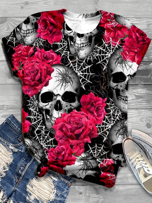 Rose Skull Casual T-shirt