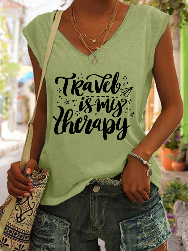 Travel Is My Therapy Sleeveless Top