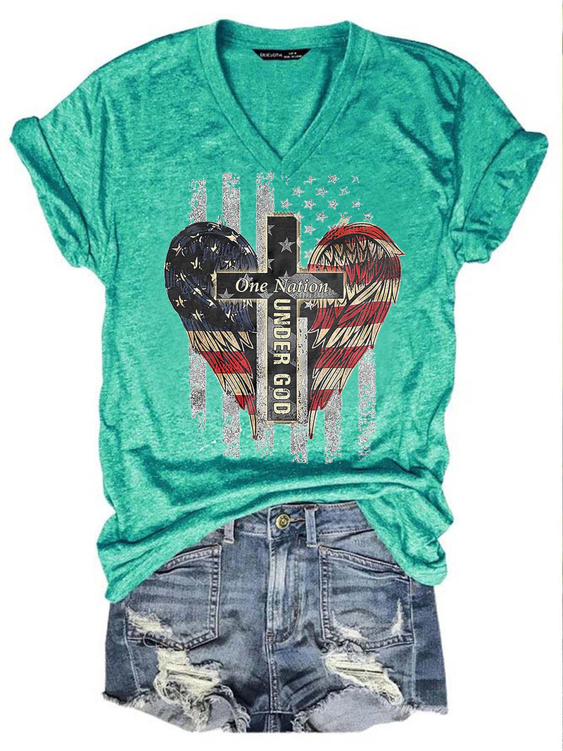 Women's Independence Day One Nation Under God T-Shirt