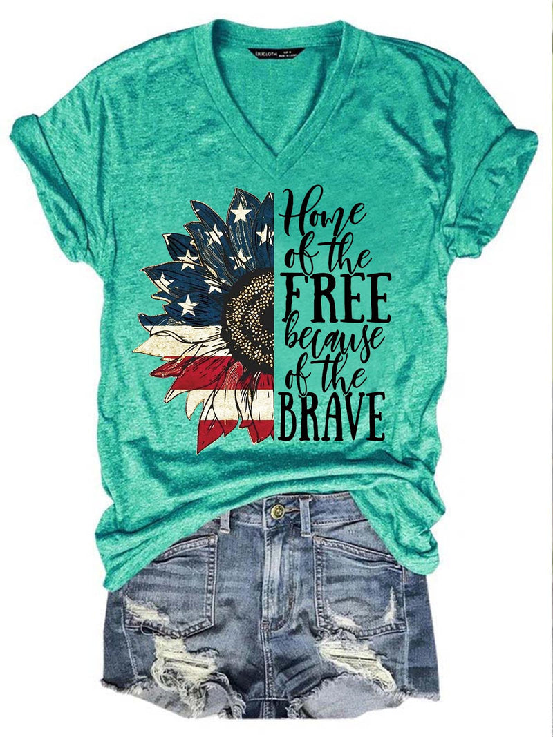 Women's  Home Of The Free Because Of The Brave Independence Day T-Shirt