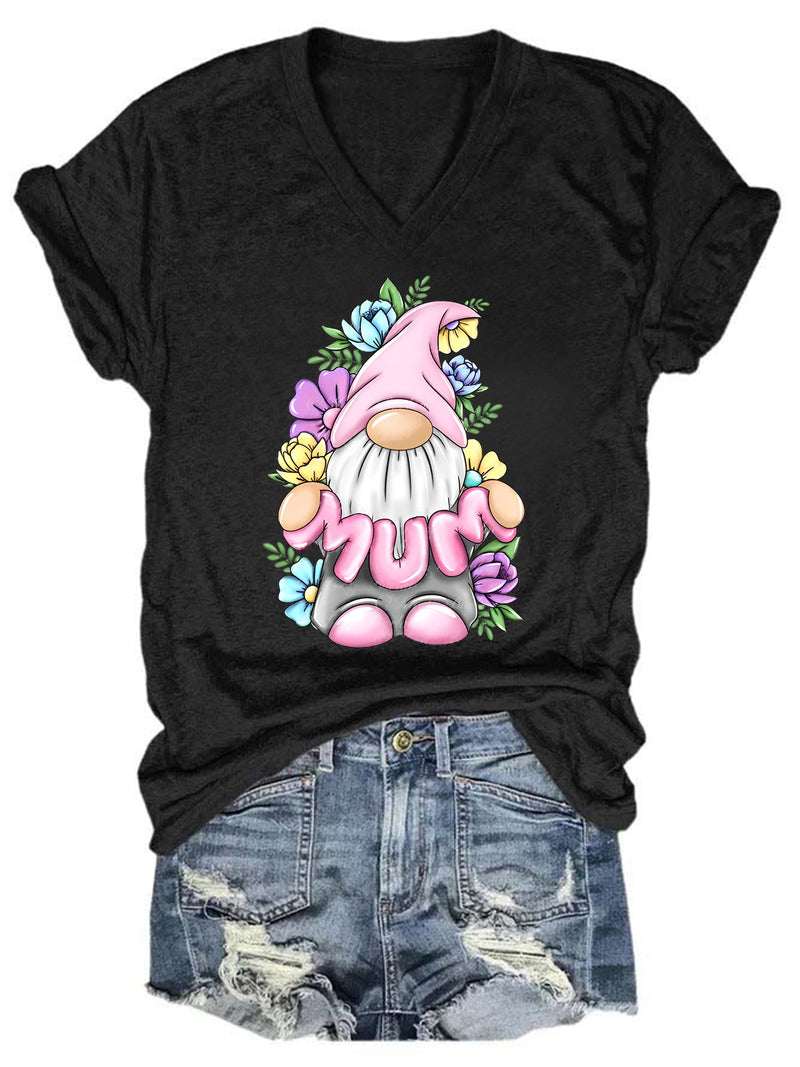 Mum Gnome V Neck T-Shirt