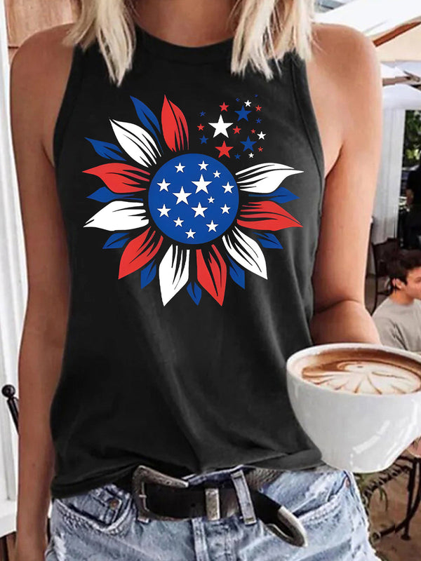 USA Falg Sunflower Print Vest
