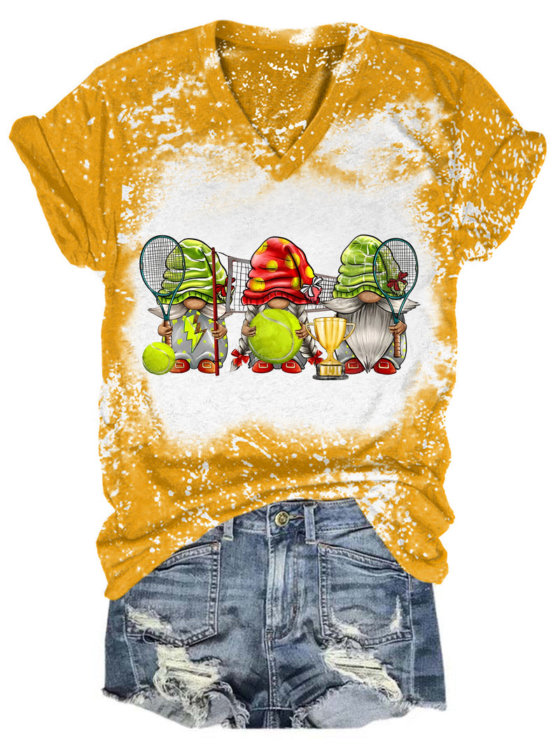 Tenis Gnome Tie Dye V Neck T-shirt