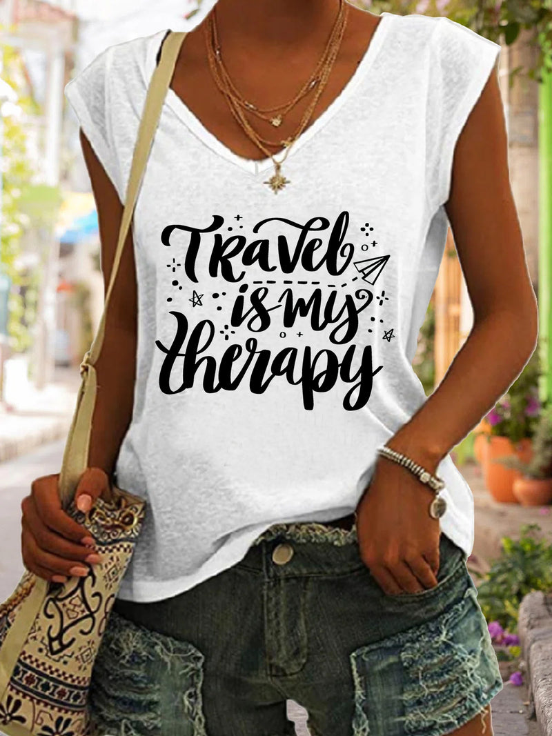 Travel Is My Therapy Sleeveless Top