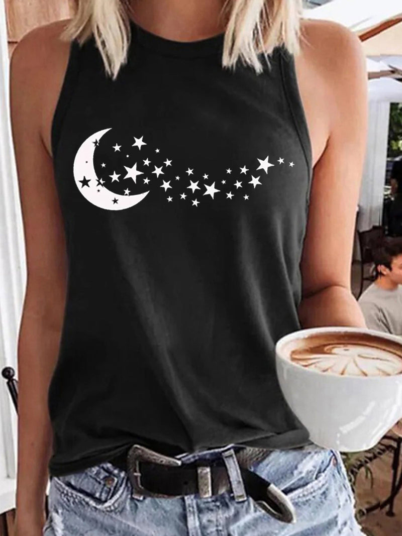 Women's Star and Moon Print Casual Vest