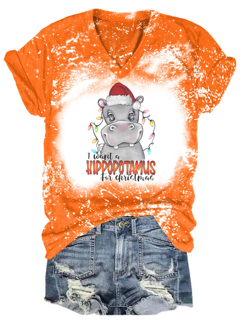 I Want A Hippopotamus For Christmas Bleaching T-shirt