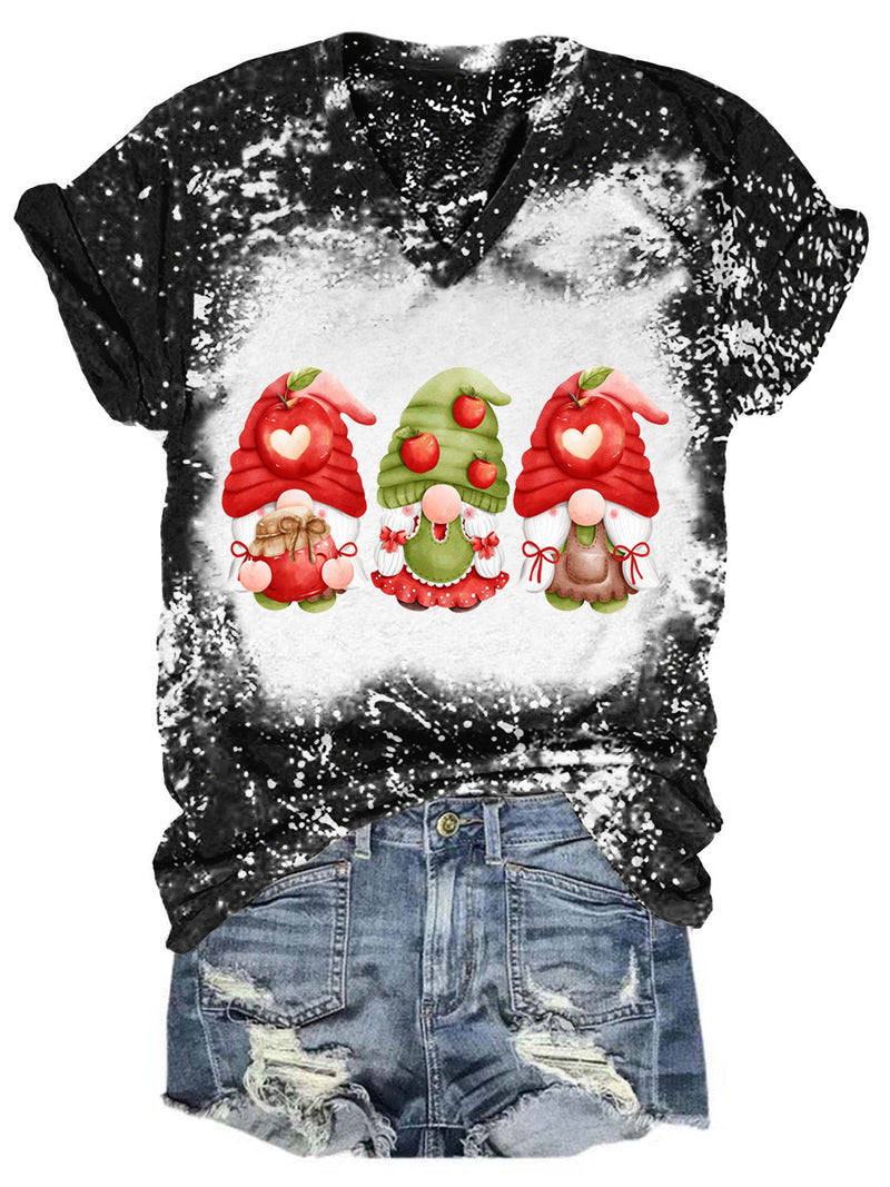 Apple Gnomes Tie Dye V Neck T-shirt