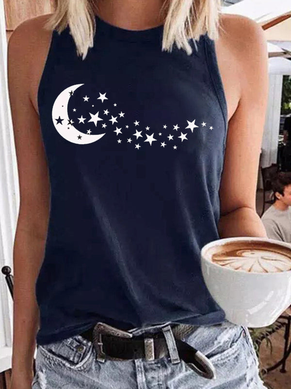 Women's Star and Moon Print Casual Vest