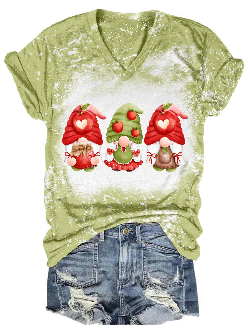 Apple Gnomes Tie Dye V Neck T-shirt