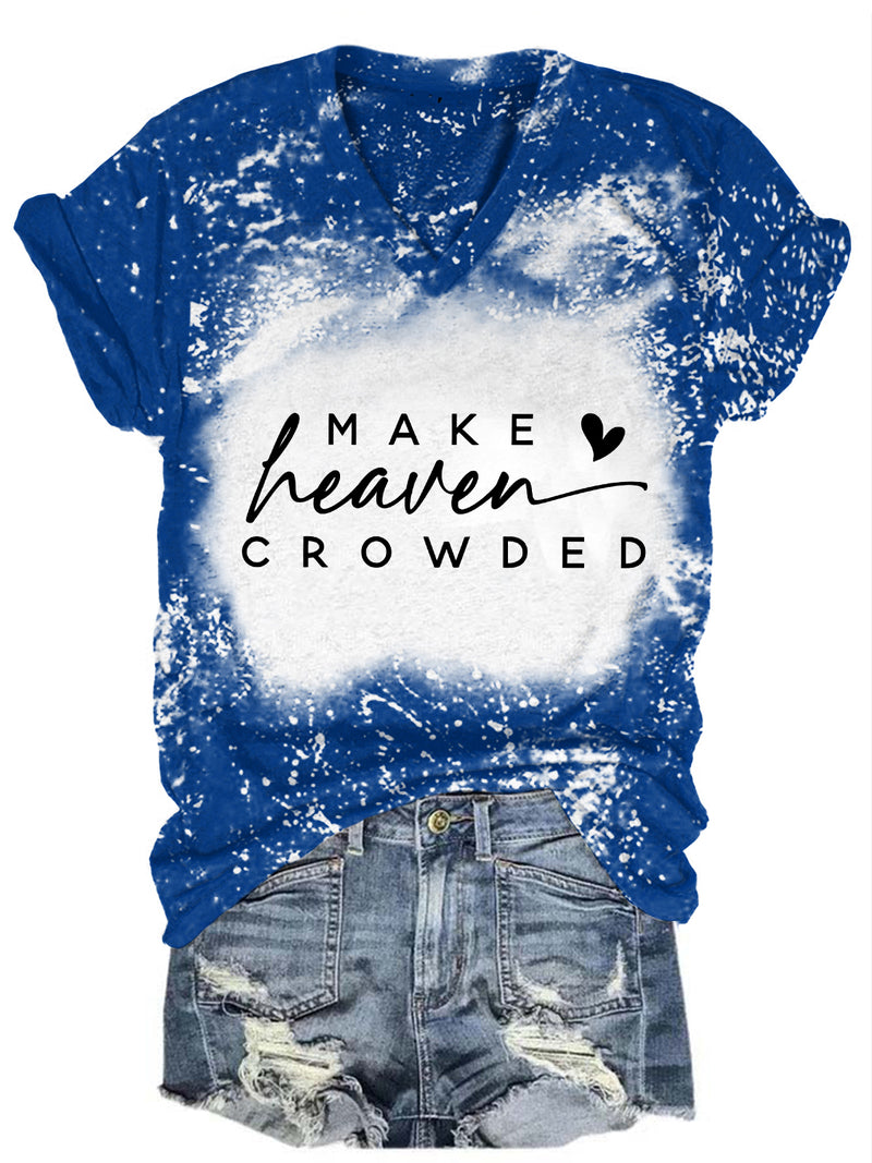 Make Heaven Crowded Bleaching V Neck T-shirt