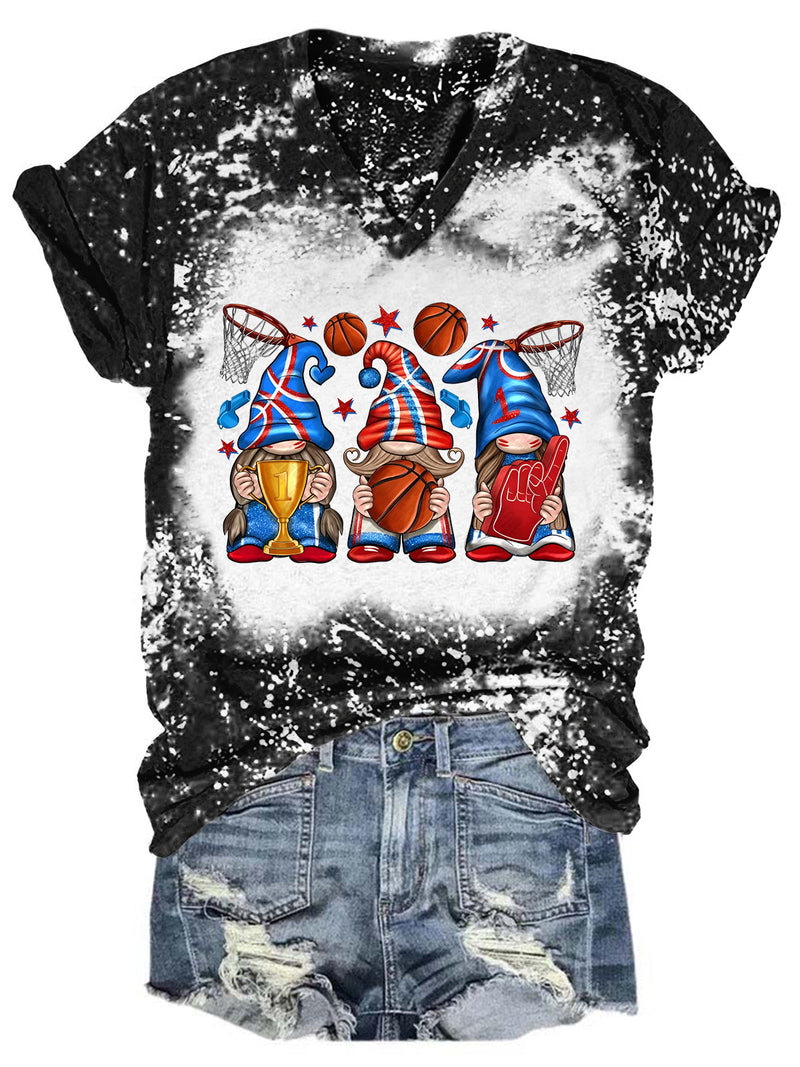 Basketball Gnomes Tie Dye V Neck T-shirt
