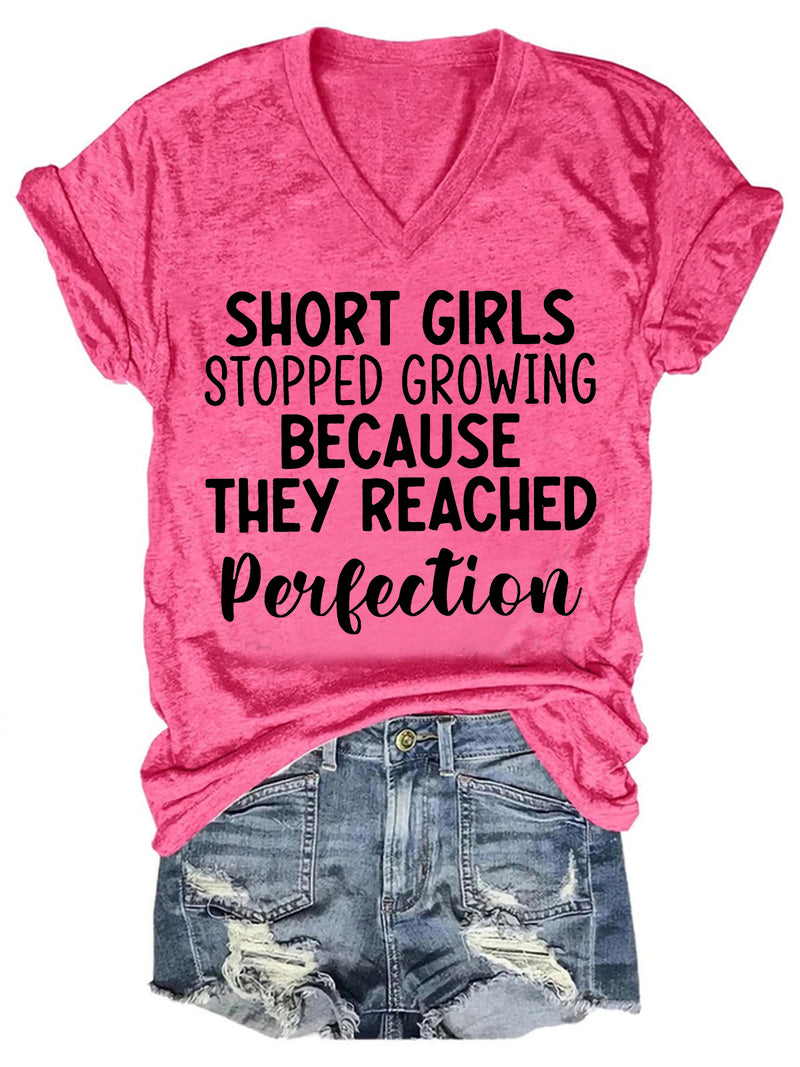 Short Girls Funny V Neck T-Shirt