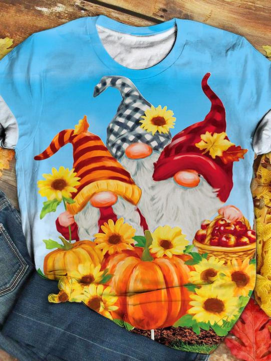Cute Autumn Gnomes Crewneck T-Shirt