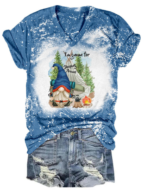 I'm Gnome For Sleeping Everywhere Tie Dye V Neck T-Shirt