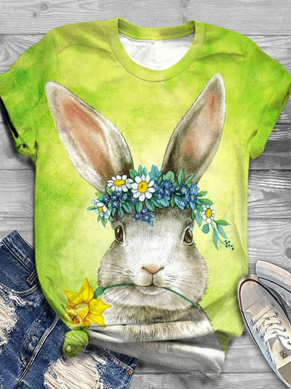 Animal Rabbit Crew Neck T-Shirt