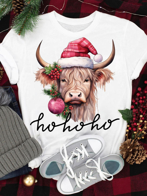 Christmas Hohoho Cow Crew Neck T-Shirt