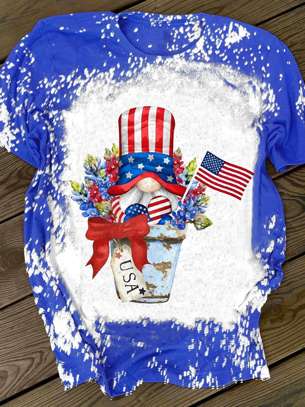 USA Flowerpot Gnome Tie Dye T-shirt