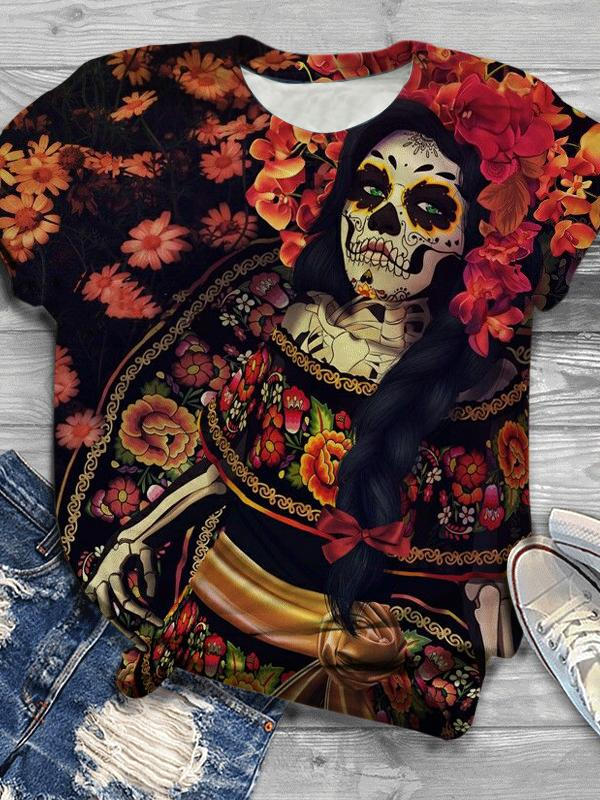 Day Of The Dead Woman Crew Neck T-Shirt