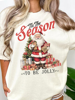 Tis The Season To Be Jolly Print Crew Neck T-Shirt
