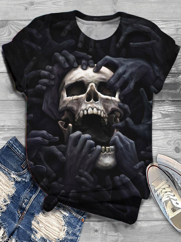Skull Print Crew Neck T-shirt